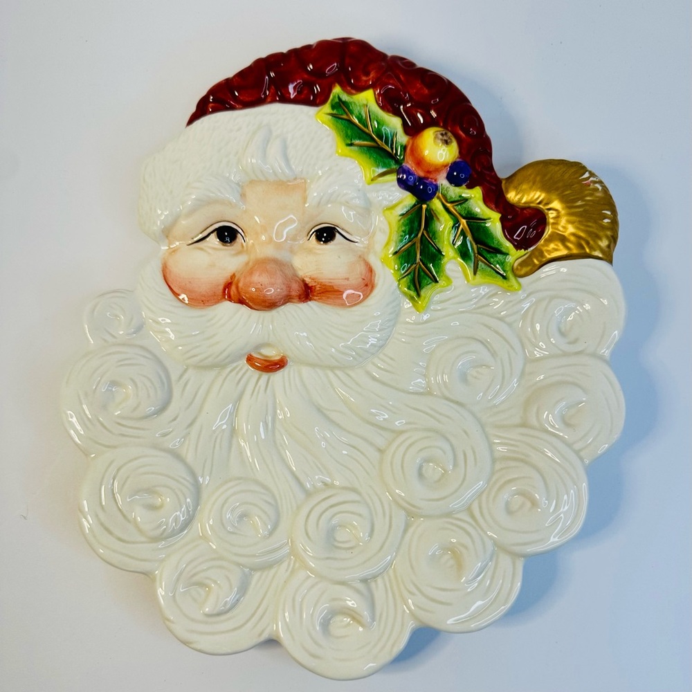 FITZ and FLOYD Christmas Santa Canapé Plate Ceramic